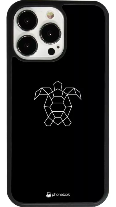 Coque iPhone 13 Pro - Silicone rigide noir Turtles lines on black