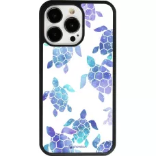 Coque iPhone 13 Pro - Silicone rigide noir Turtles pattern watercolor
