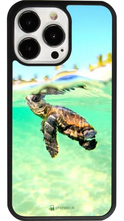 Coque iPhone 13 Pro - Silicone rigide noir Turtle Underwater