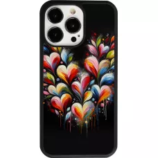 Coque iPhone 13 Pro - Silicone rigide noir Valentine 2024 Coeur Noir Abstrait