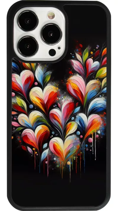 iPhone 13 Pro Case Hülle - Silikon schwarz Valentin 2024 Schwarzes Herz Abstrakt