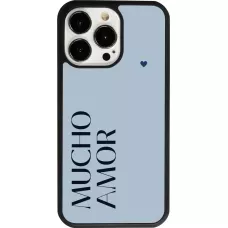 Coque iPhone 13 Pro - Silicone rigide noir Valentine 2024 mucho amor azul