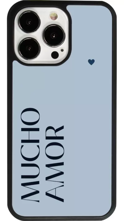 iPhone 13 Pro Case Hülle - Silikon schwarz Valentine 2024 mucho amor azul