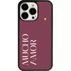 Coque iPhone 13 Pro - Silicone rigide noir Valentine 2024 mucho amor rosado