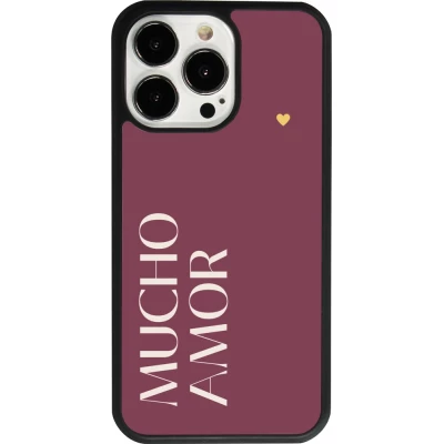 Coque iPhone 13 Pro - Silicone rigide noir Valentine 2024 mucho amor rosado