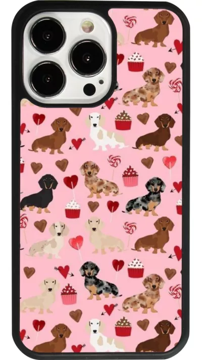 iPhone 13 Pro Case Hülle - Silikon schwarz Valentine 2024 puppy love