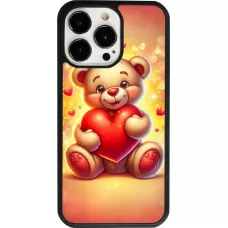 Coque iPhone 13 Pro - Silicone rigide noir Valentine 2024 Teddy love