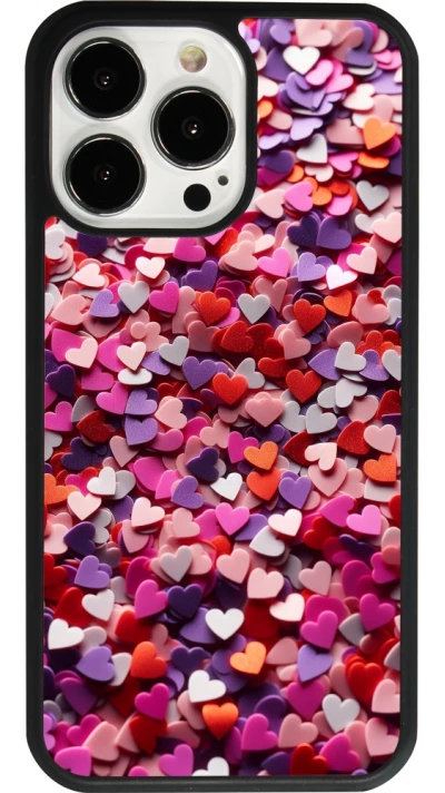 iPhone 13 Pro Case Hülle - Silikon schwarz Valentin 2025 Konfetti