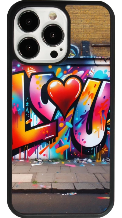 iPhone 13 Pro Case Hülle - Silikon schwarz Valentin 2025 Liebe U Tag