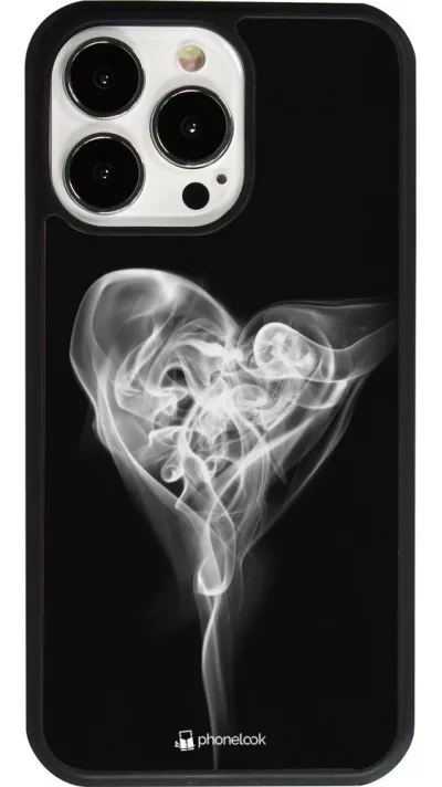 Coque iPhone 13 Pro - Silicone rigide noir Valentine 2022 Black Smoke