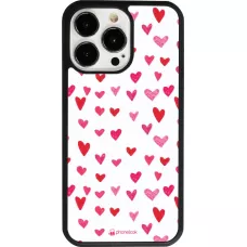 Coque iPhone 13 Pro - Silicone rigide noir Valentine 2022 Many pink hearts