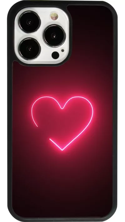 iPhone 13 Pro Case Hülle - Silikon schwarz Valentine 2023 single neon heart
