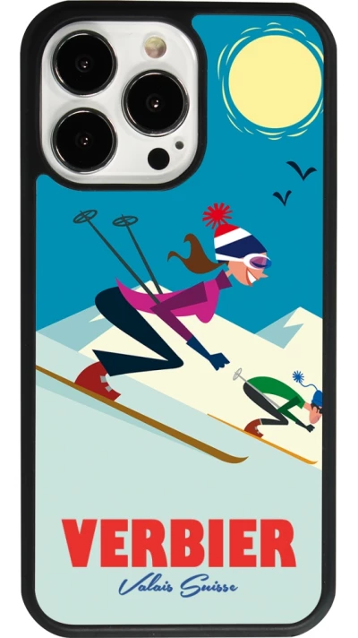 iPhone 13 Pro Case Hülle - Silikon schwarz Verbier Ski Downhill