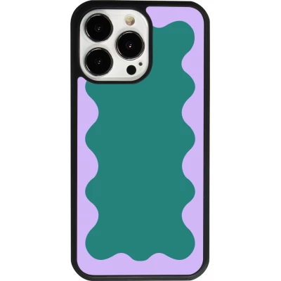 iPhone 13 Pro Case Hülle - Silikon schwarz Wavy Rectangle Green Purple