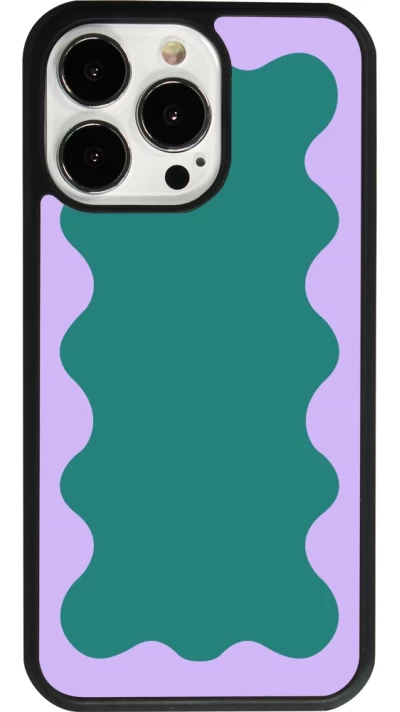 iPhone 13 Pro Case Hülle - Silikon schwarz Wavy Rectangle Green Purple
