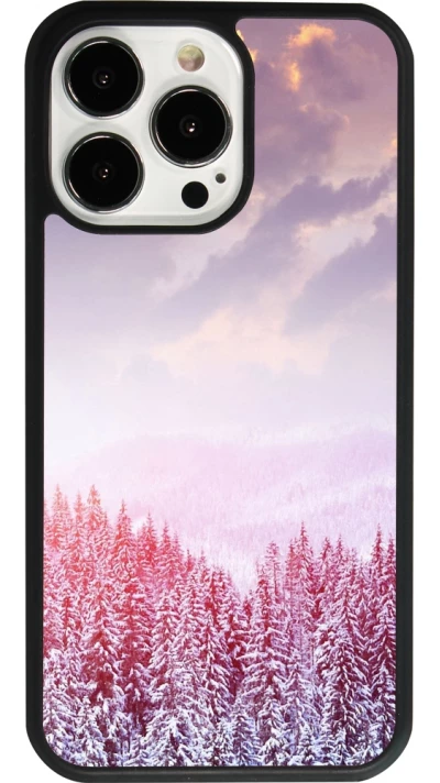 iPhone 13 Pro Case Hülle - Silikon schwarz Winter 22 Pink Forest