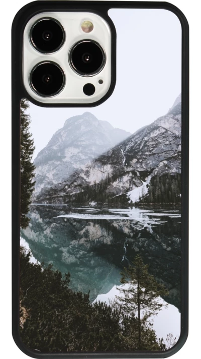 iPhone 13 Pro Case Hülle - Silikon schwarz Winter 22 snowy mountain and lake
