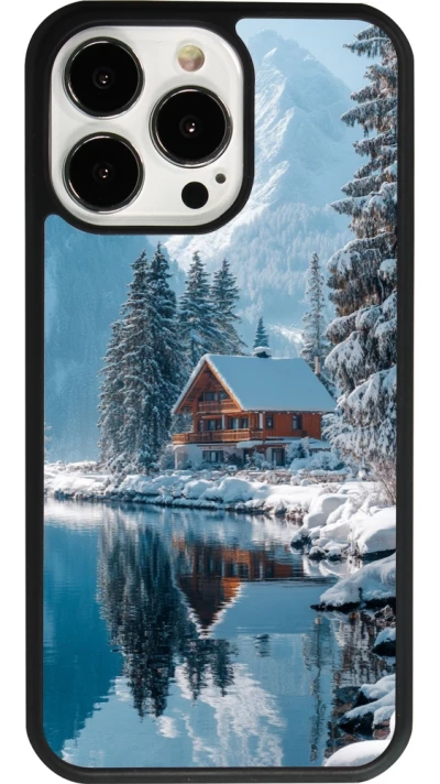 iPhone 13 Pro Case Hülle - Silikon schwarz Winter 25 Winter house forest day