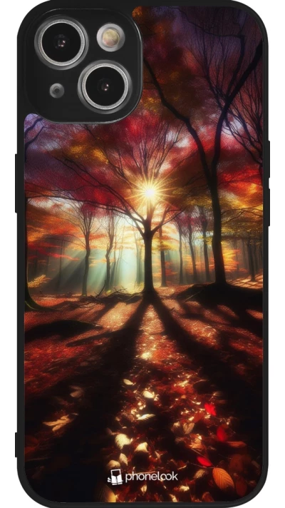 iPhone 14 Case Hülle - Silikon schwarz Herbstlicher goldener Glanz