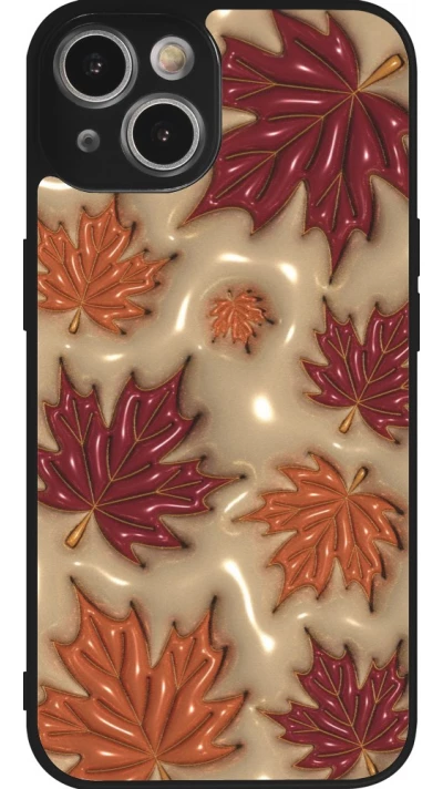 Coque iPhone 14 - Silicone rigide noir Autumn 26 3D leaves