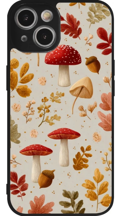 Coque iPhone 14 - Silicone rigide noir Autumn 26 Mushrooms and leaves