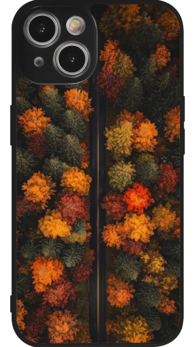 Coque iPhone 14 - Silicone rigide noir Autumn 26 Road in autumn
