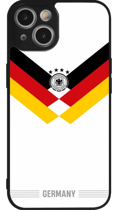Coque iPhone 14 - Silicone rigide noir Maillot de football Allemagne 2026 personnalisable
