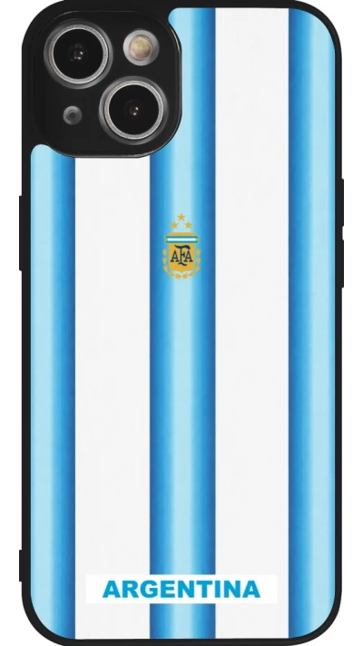 Coque iPhone 14 - Silicone rigide noir Maillot de football Argentine 2026 personnalisable