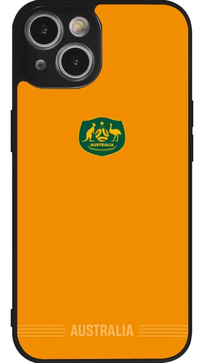 Coque iPhone 14 - Silicone rigide noir Maillot de football Australie 2026 personnalisable