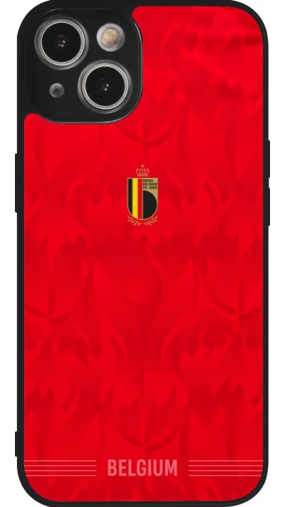 Coque iPhone 14 - Silicone rigide noir Maillot de football Belgique 2026 personnalisable