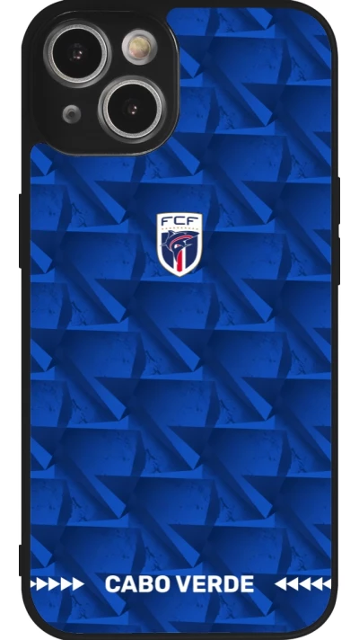 Coque iPhone 14 - Silicone rigide noir Maillot de football Cap-Vert 2026 personnalisable