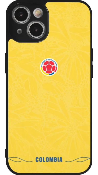 Coque iPhone 14 - Silicone rigide noir Maillot de football Colombie 2026 personnalisable