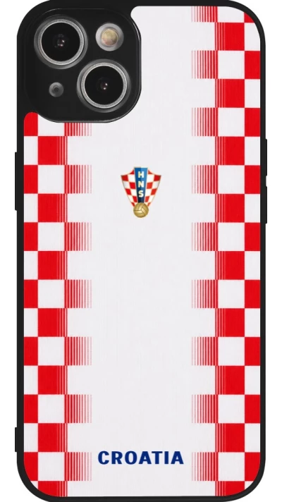 iPhone 14 Case Hülle - Silikon schwarz Kroatien 2026 personalisierbares Fussballtrikot