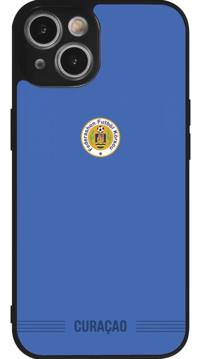 Coque iPhone 14 - Silicone rigide noir Maillot de football Curaçao 2026 personnalisable