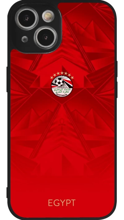 Coque iPhone 14 - Silicone rigide noir Maillot de football Égypte 2026 personnalisable