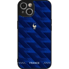 Coque iPhone 14 - Silicone rigide noir Maillot de football France 2026 personnalisable