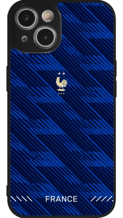 Coque iPhone 14 - Silicone rigide noir Maillot de football France 2026 personnalisable
