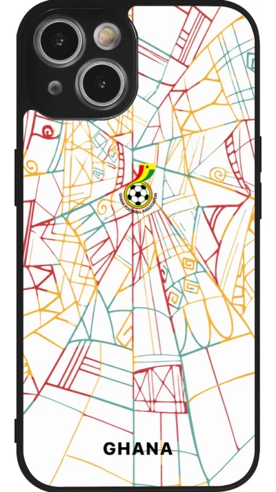 Coque iPhone 14 - Silicone rigide noir Maillot de football Ghana 2026 personnalisable