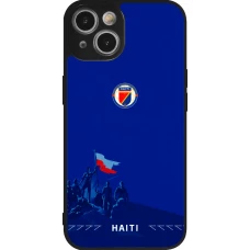 Coque iPhone 14 - Silicone rigide noir Maillot de football Haiti 2026 personnalisable