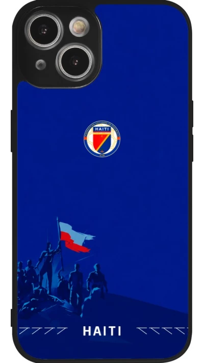 Coque iPhone 14 - Silicone rigide noir Maillot de football Haiti 2026 personnalisable