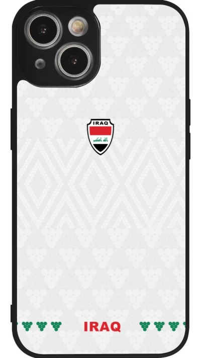 Coque iPhone 14 - Silicone rigide noir Maillot de football Irak 2026 personnalisable