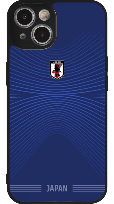 Coque iPhone 14 - Silicone rigide noir Maillot de football Japon 2026 personnalisable