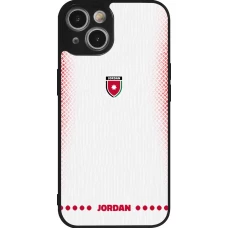 Coque iPhone 14 - Silicone rigide noir Maillot de football Jordanie 2026 personnalisable