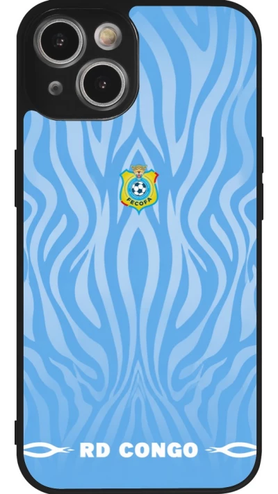 Coque iPhone 14 - Silicone rigide noir Maillot de football RD Congo 2026 personnalisable