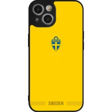 iPhone 14 Case Hülle - Silikon schwarz Schweden 2026 personalisierbares Fussballtrikot
