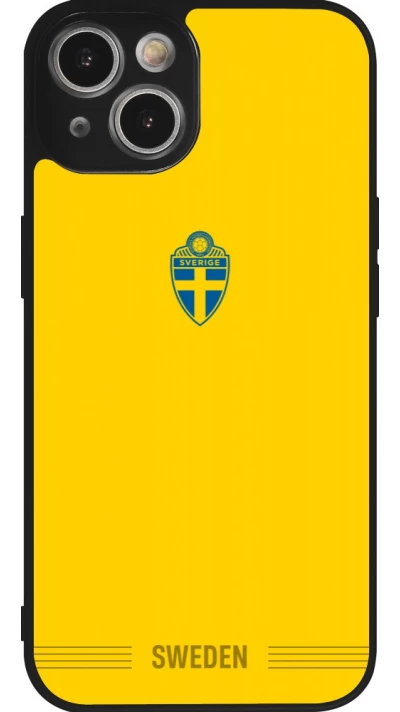 iPhone 14 Case Hülle - Silikon schwarz Schweden 2026 personalisierbares Fussballtrikot