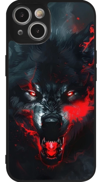 iPhone 14 Case Hülle - Silikon schwarz Halloween 2024 mad werewolf
