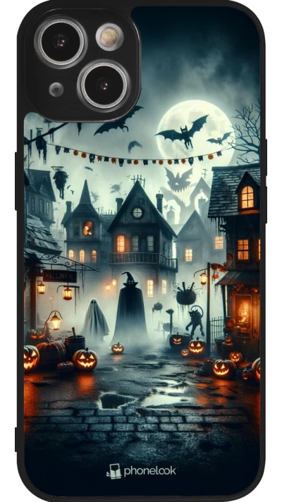 Coque iPhone 14 - Silicone rigide noir Halloween Spookville