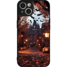 iPhone 14 Case Hülle - Silikon schwarz Halloween 2025 Haunted house