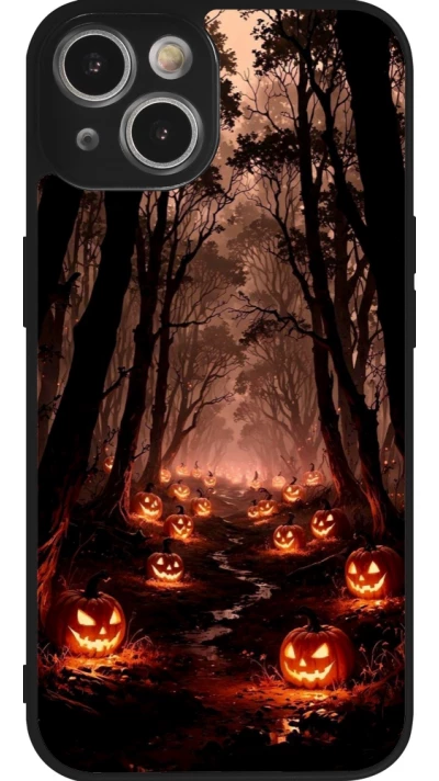 iPhone 14 Case Hülle - Silikon schwarz Halloween 2025 Road of Terrifying Pumpkins